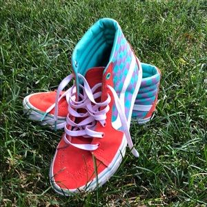 Vans SK8-Hi checkerboard purple/green/orange